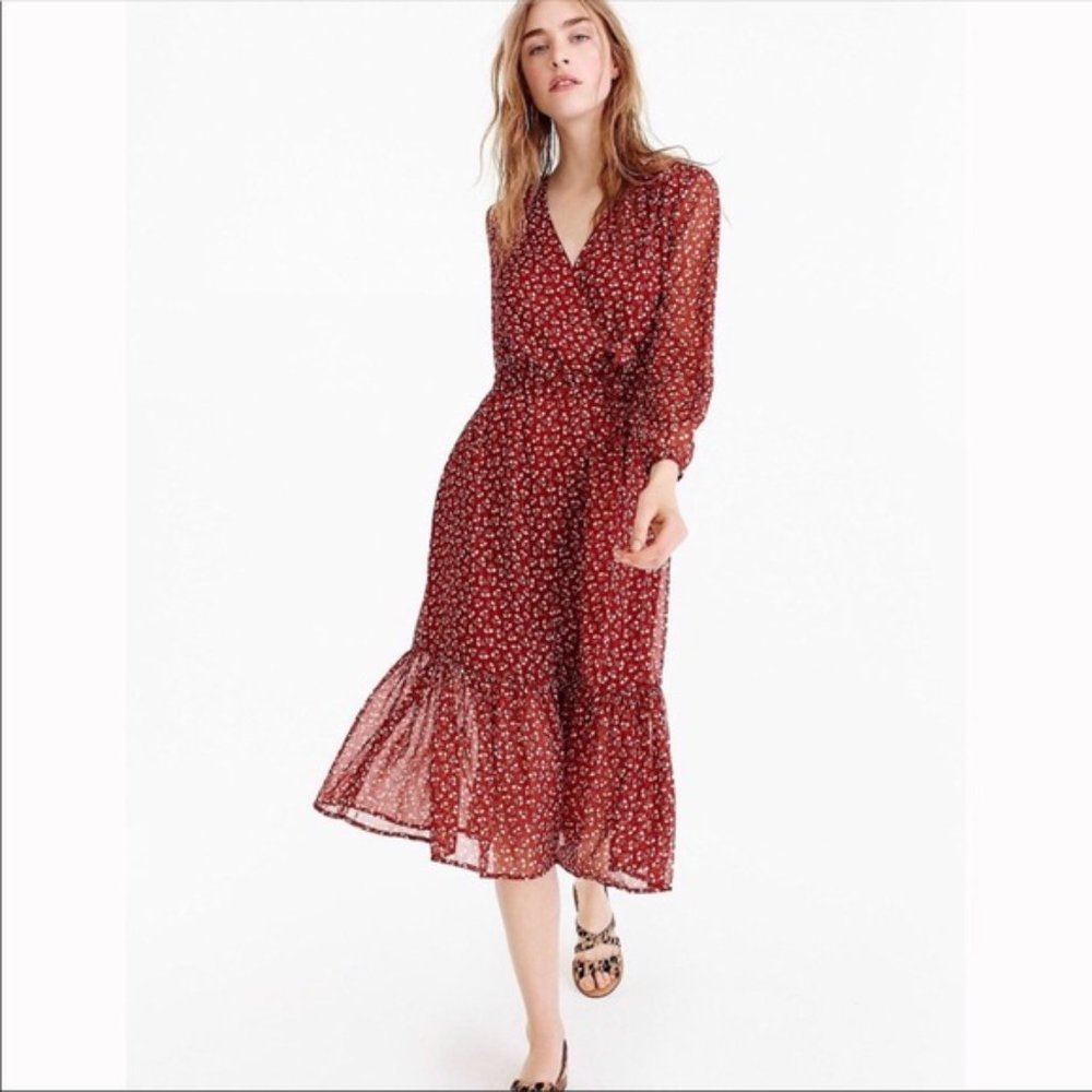J. Crew Red Floral Midi Dress point sur collection